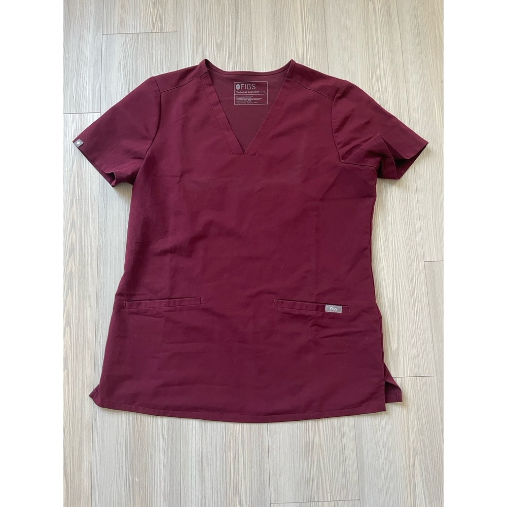 Figs Women's Red Mulberry Scrub Top Size Small Medical Nursing